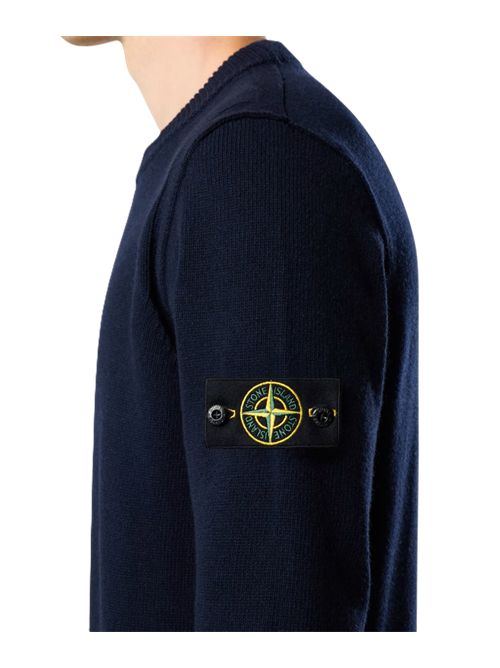 Maglione girocollo vestibilità regular con finiture a costine Stone Island | L2S15 5100072 S00A3V0020 NAVY BLUE